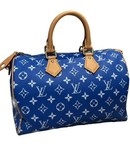 Blue monogram duffle