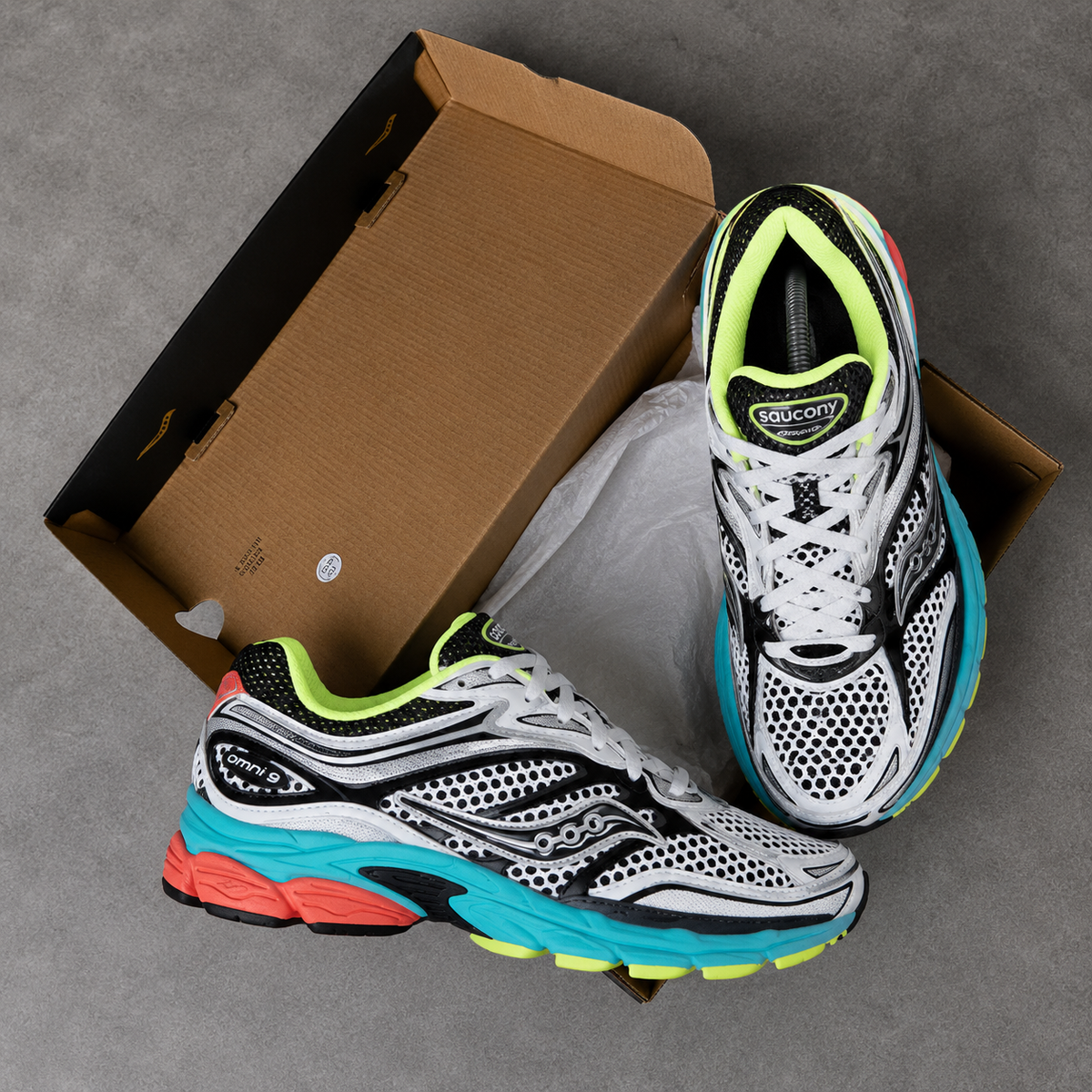 Saucony grey blue and orange